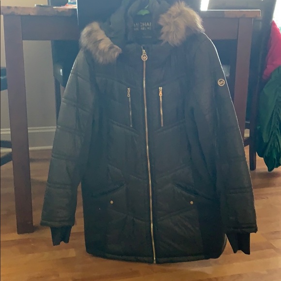Michael Kors Green Coat Fur Hood 